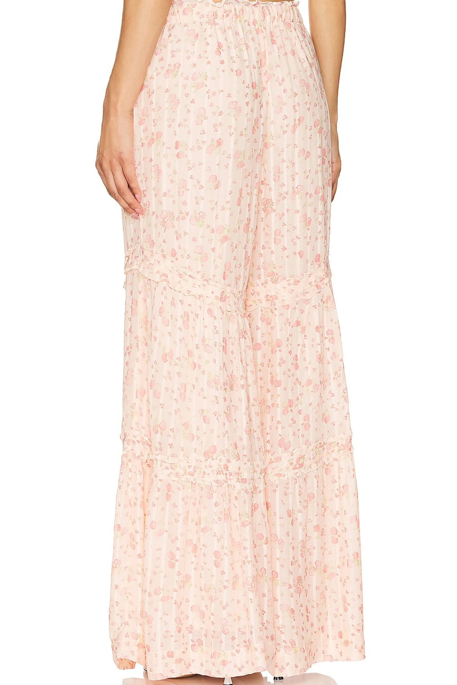 Women Free People Pants>Emmaline Tiered Pull On Pant In Peach Combo