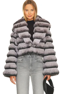 Women Adrienne Landau Jackets & Coats>Faux Fur Chinchilla Jacket