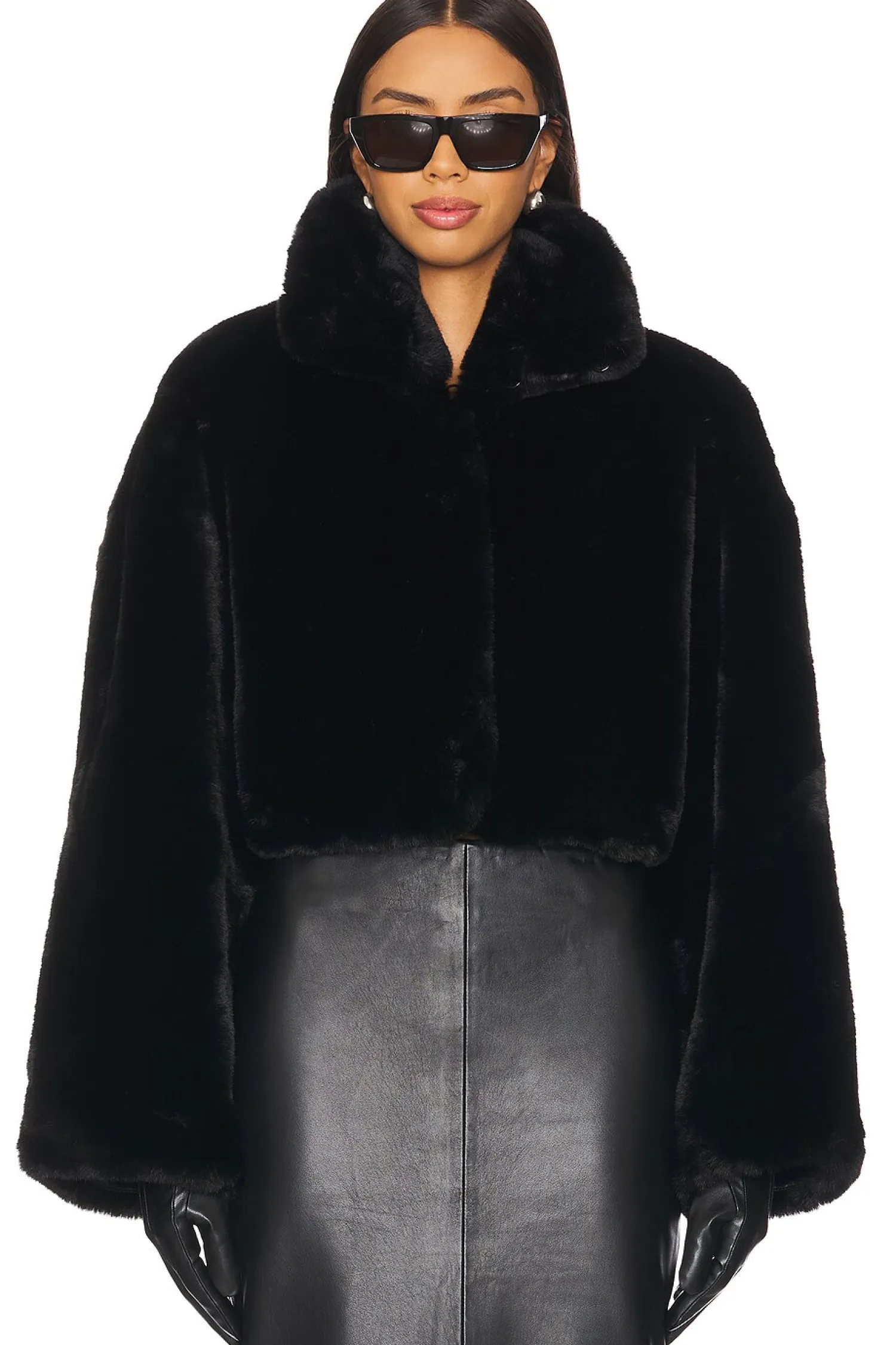 Women ROTATE Jackets & Coats>Faux Fur Crop Jacket