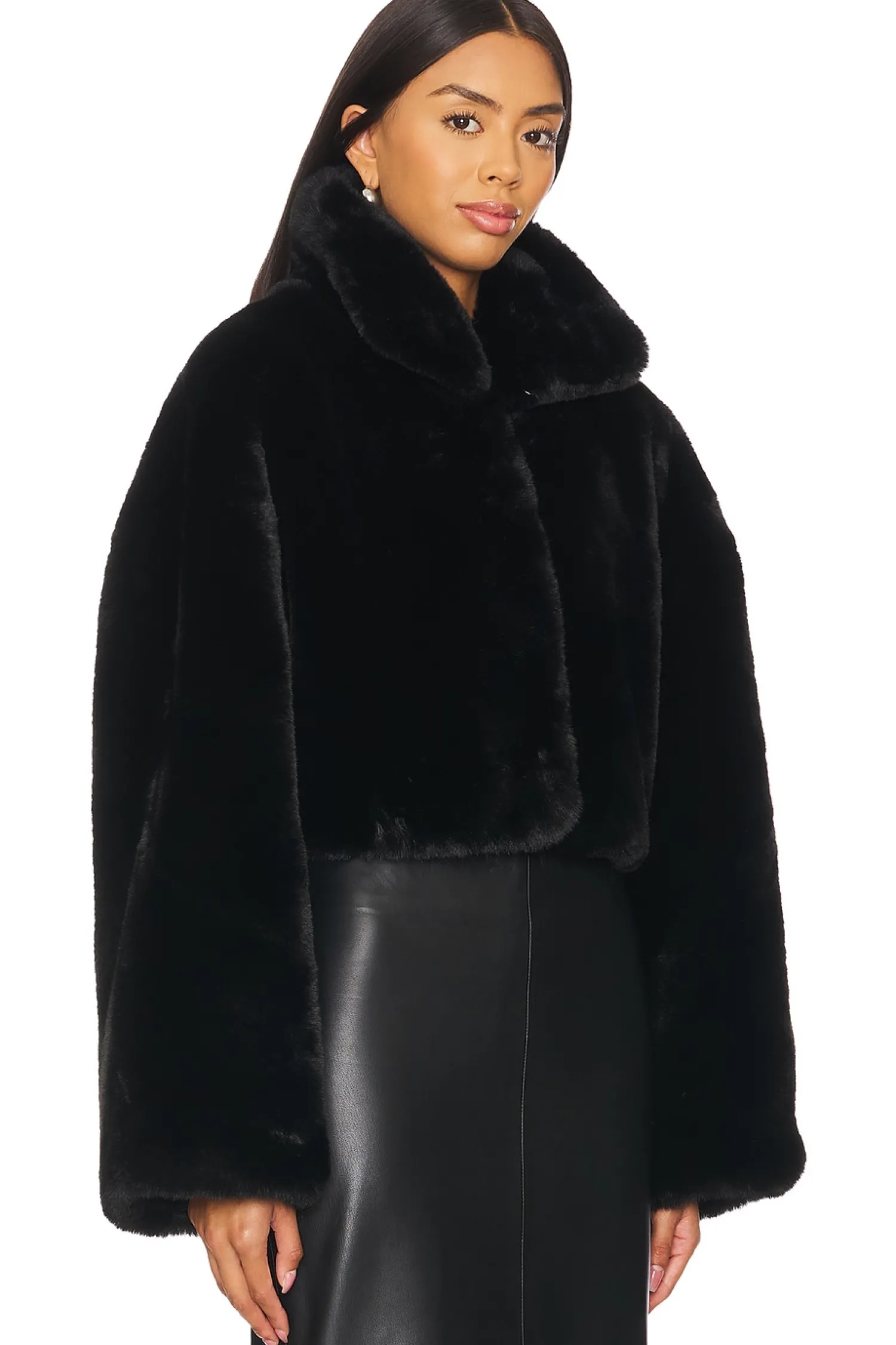 Women ROTATE Jackets & Coats>Faux Fur Crop Jacket