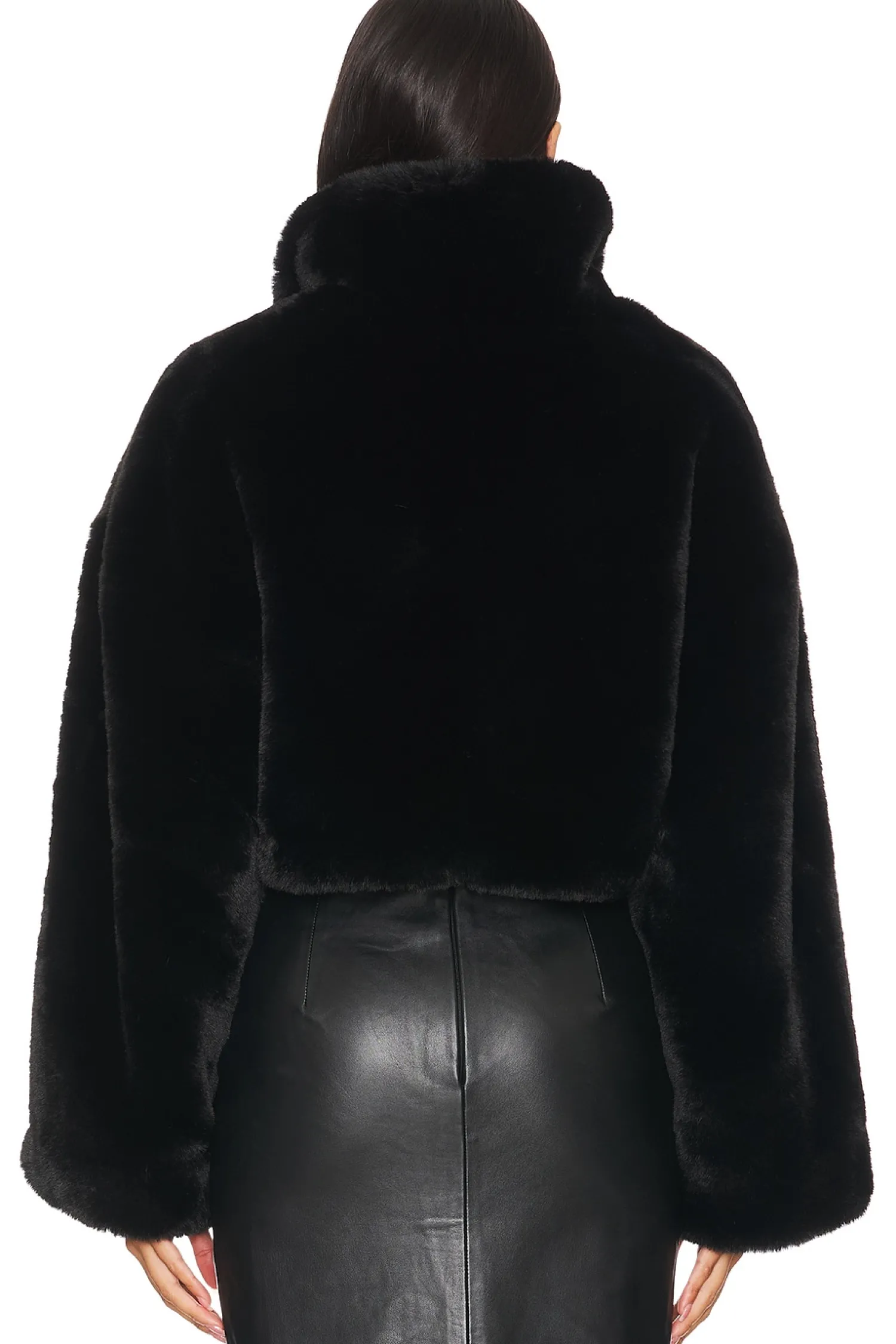 Women ROTATE Jackets & Coats>Faux Fur Crop Jacket