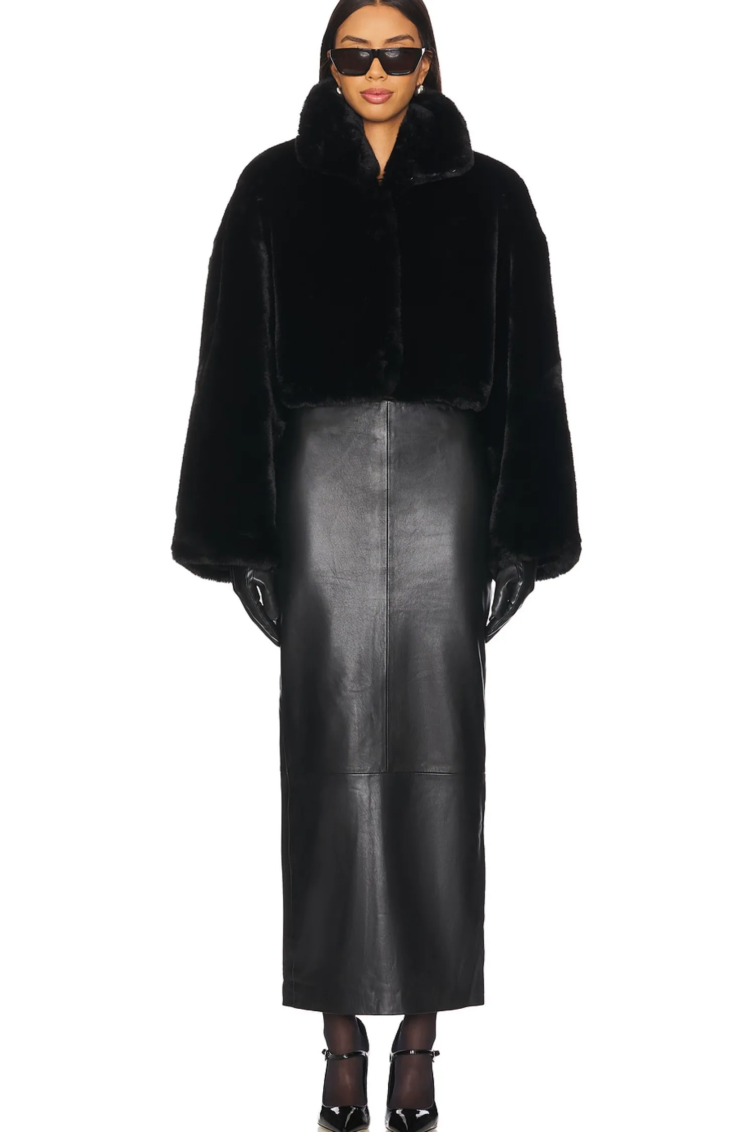 Women ROTATE Jackets & Coats>Faux Fur Crop Jacket