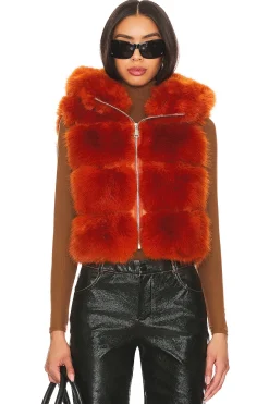 Women Adrienne Landau Jackets & Coats>Faux Fur Hooded Vest