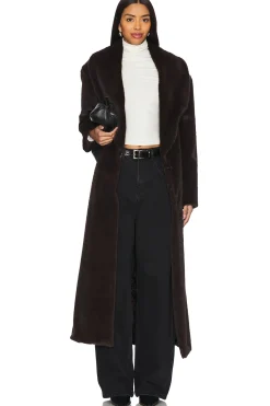 Women AEXAE Jackets & Coats>Faux Fur Long Line Belted Coat