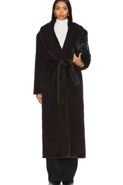 Women AEXAE Jackets & Coats>Faux Fur Long Line Belted Coat