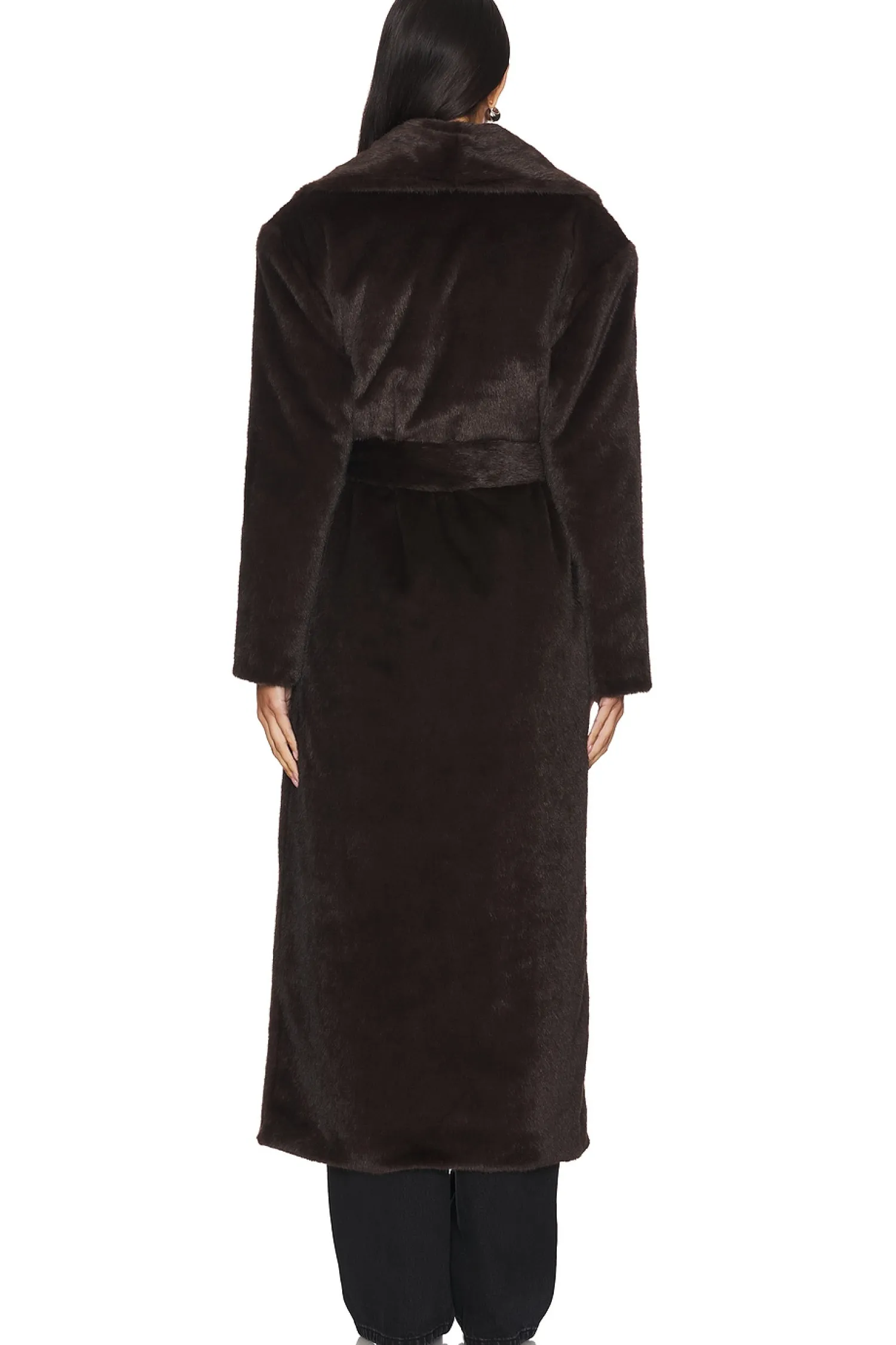 Women AEXAE Jackets & Coats>Faux Fur Long Line Belted Coat