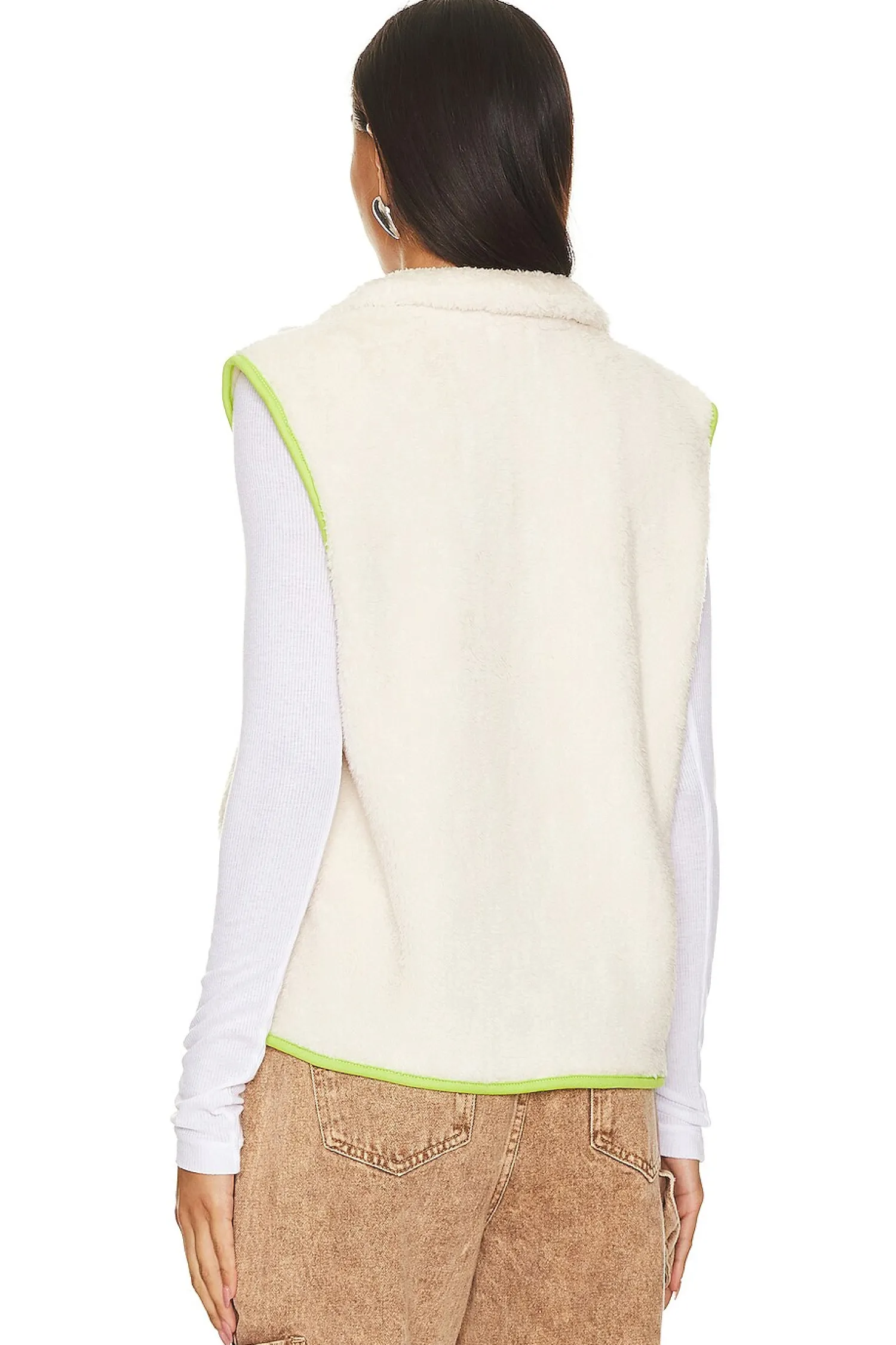 Women SUNDRY Jackets & Coats>Faux Fur Zipper Vest