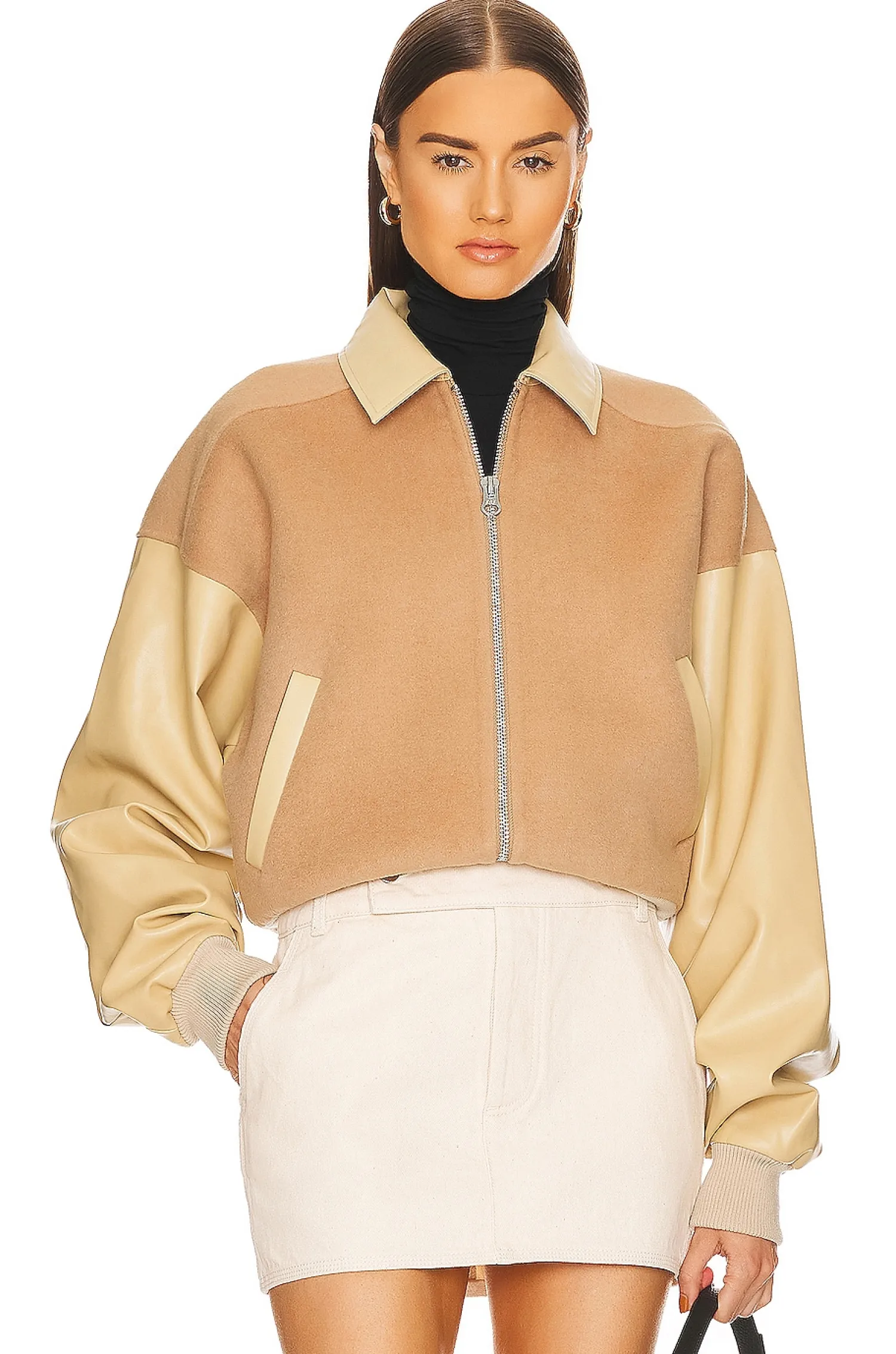 Women Helsa Jackets & Coats>Faux Leather & Wool Blend Bomber