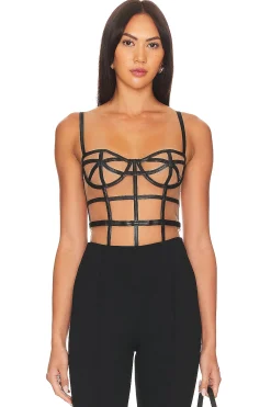 Women fleur du mal Lingerie & Sleepwear>Faux Leather Caged Bodysuit