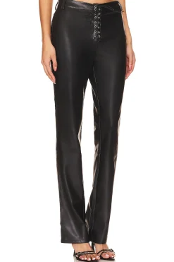 Women WeWoreWhat Pants>Faux Leather Lace Front Pant