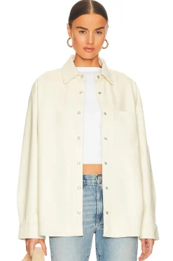 Women WeWoreWhat Jackets & Coats>Faux Leather Overshirt