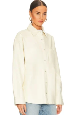 Women WeWoreWhat Jackets & Coats>Faux Leather Overshirt