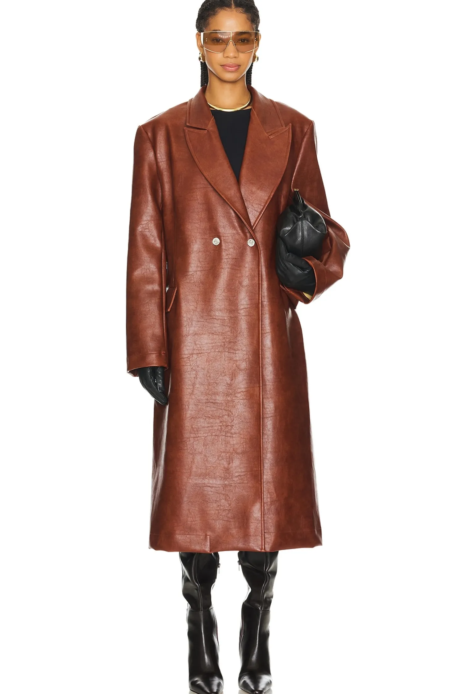 Women Milkwhite Jackets & Coats>Faux Leather Oversized Jacket