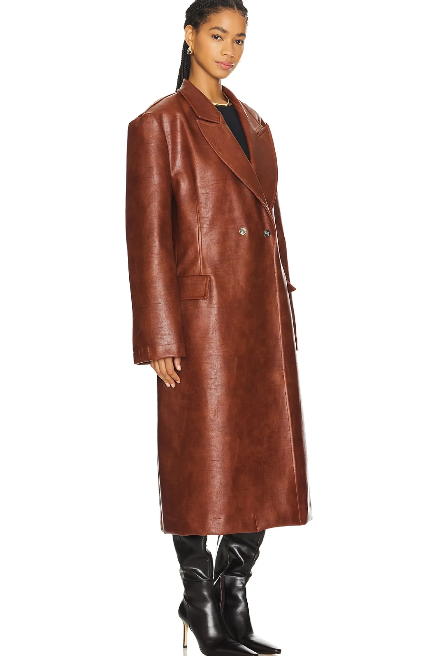 Women Milkwhite Jackets & Coats>Faux Leather Oversized Jacket