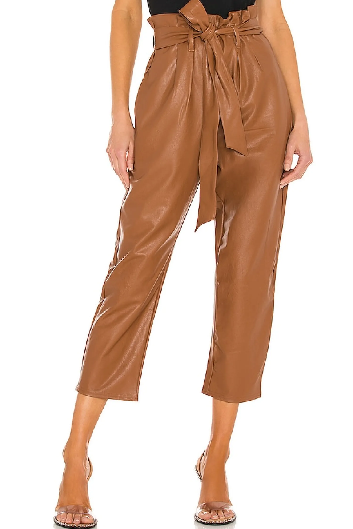Women Commando Pants>Faux Leather Paperbag Pant