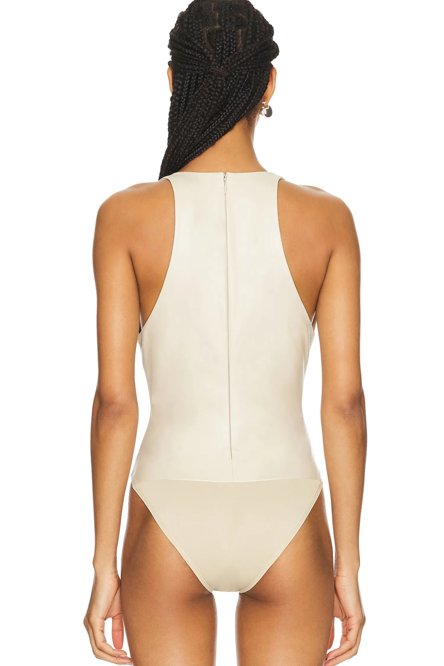 Women Lapointe Matching Sets>Faux Leather Plunge Neck Bodysuit