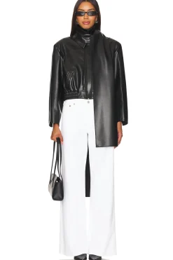 Women SELMACILEK Jackets & Coats>Faux Leather Scarf-detailed Jacket