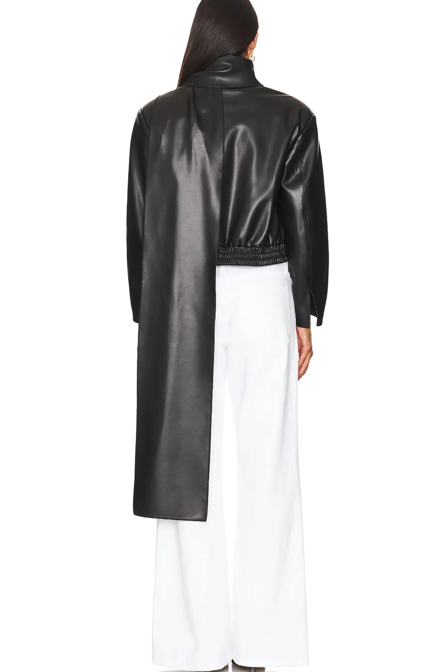 Women SELMACILEK Jackets & Coats>Faux Leather Scarf-detailed Jacket