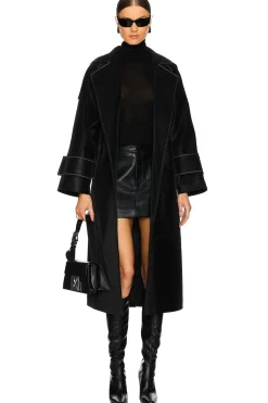 Women SELMACILEK Jackets & Coats>Faux Leather Stitch Trenchcoat