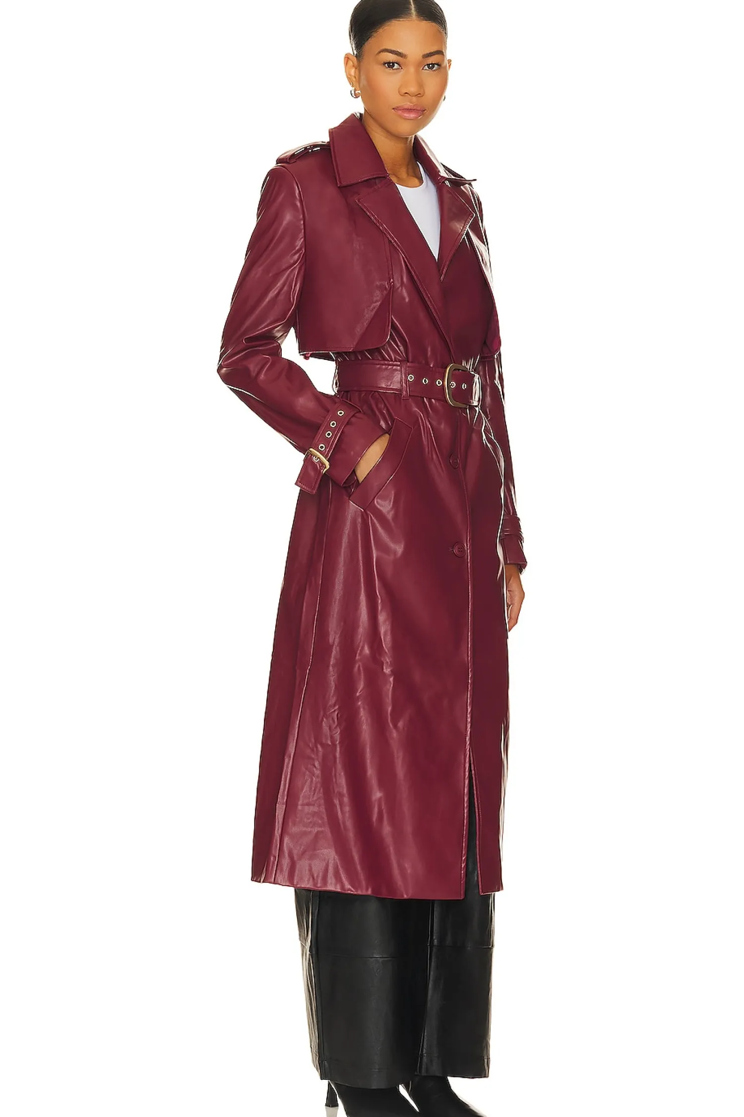 Women Bardot Jackets & Coats>Faux Leather Trench Coat