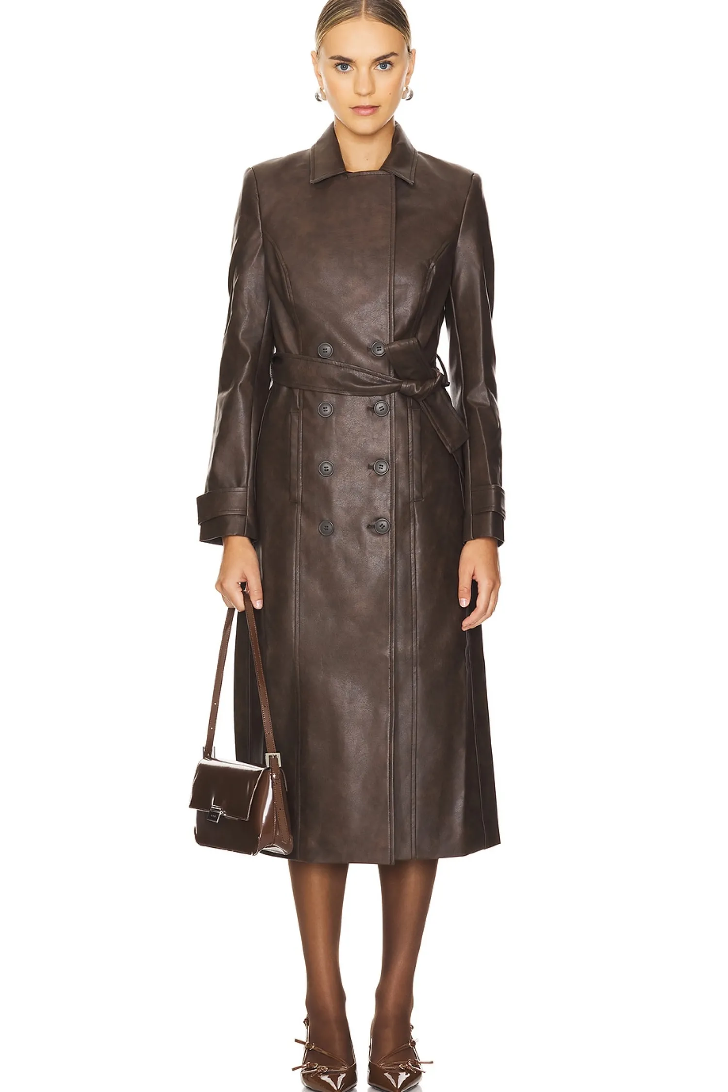 Women Bardot Jackets & Coats>Faux Leather Trench Coat