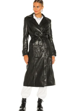 Women Bardot Jackets & Coats>Faux Leather Trench Coat