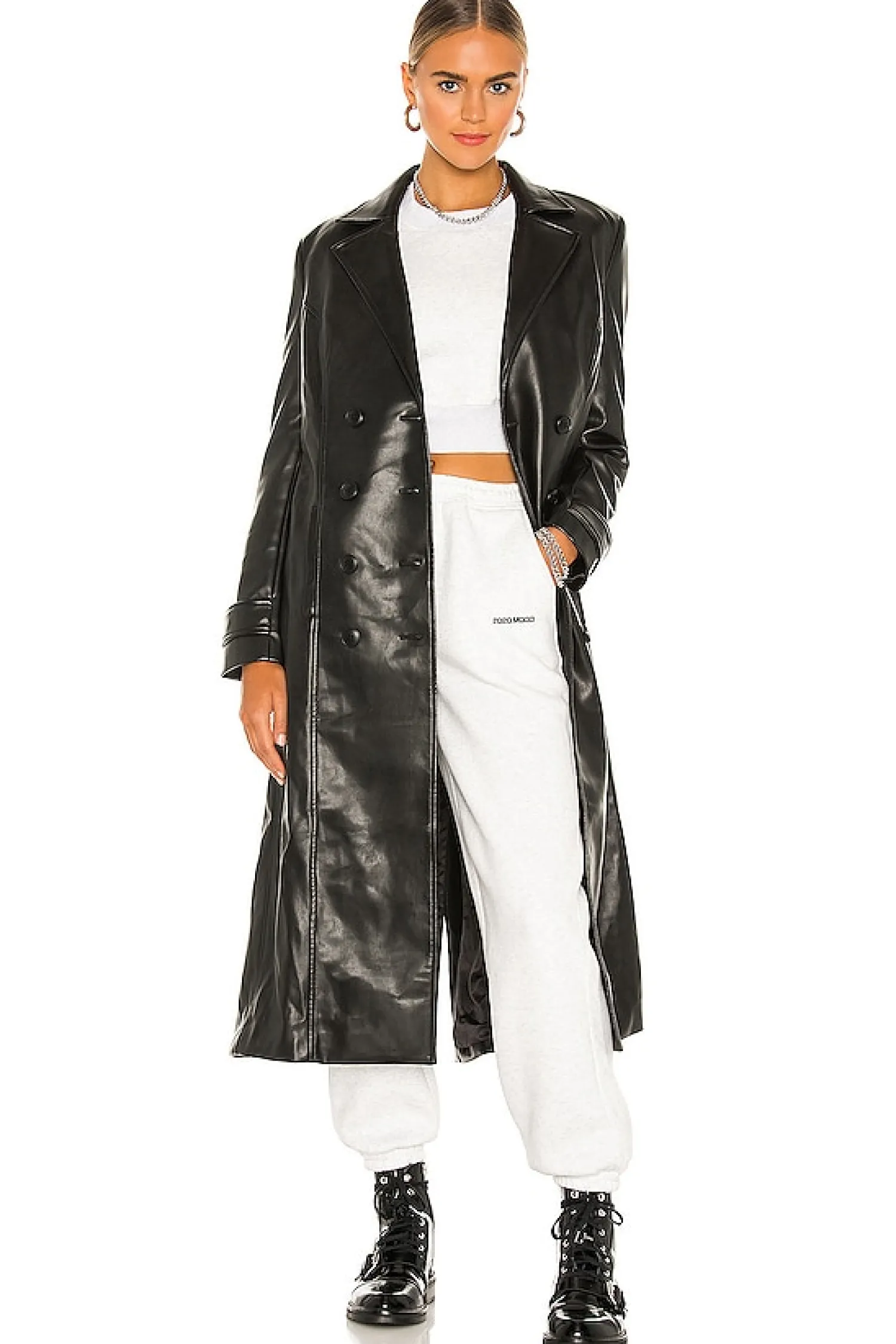 Women Bardot Jackets & Coats>Faux Leather Trench Coat