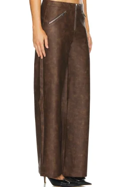 Women WeWoreWhat Pants|Matching Sets>Faux Leather Zipper Fly Pant