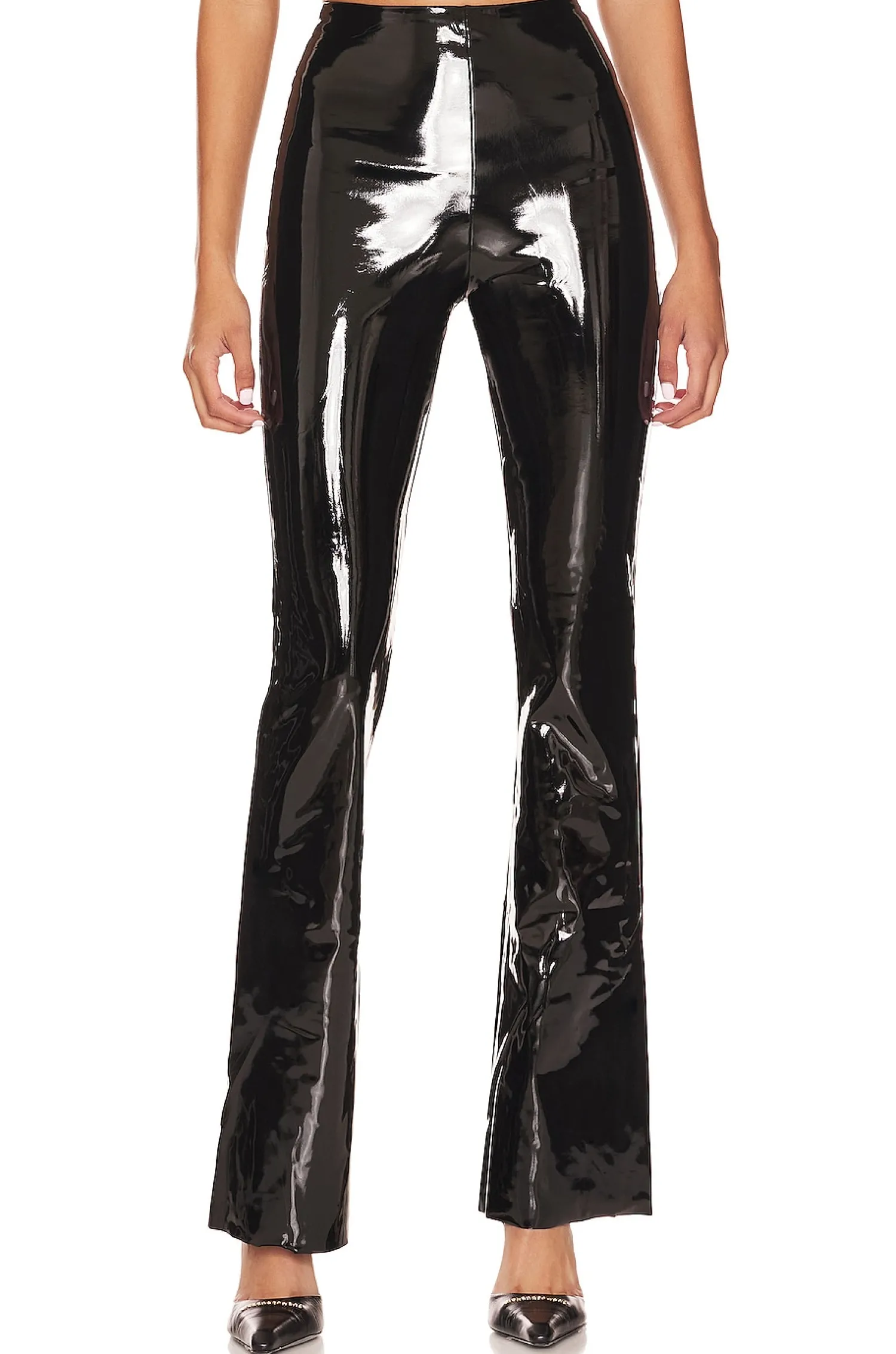 Women Commando Pants>Faux Patent Flared Legging