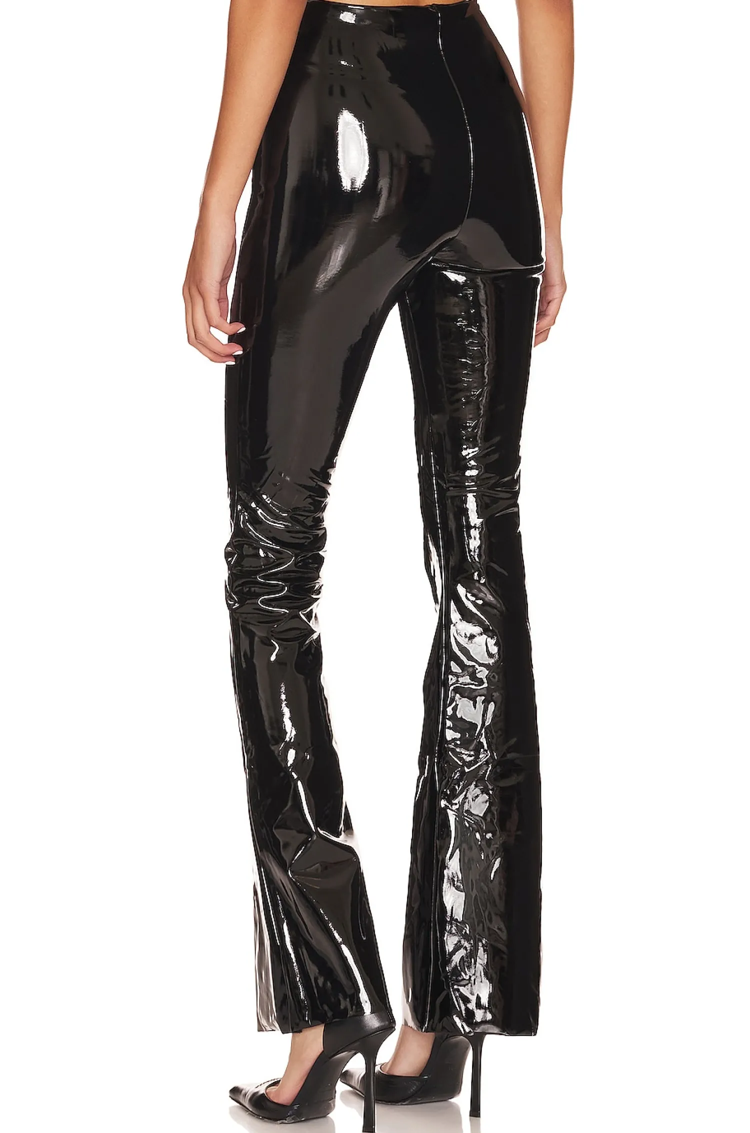 Women Commando Pants>Faux Patent Flared Legging