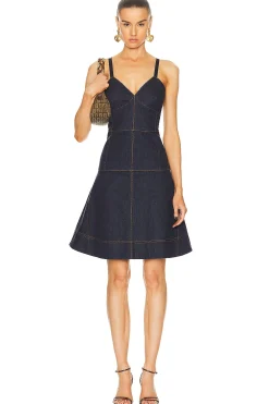 Women FWRD Renew Jackets & Coats|Dresses>Fendi Denim Dress & Vest Set
