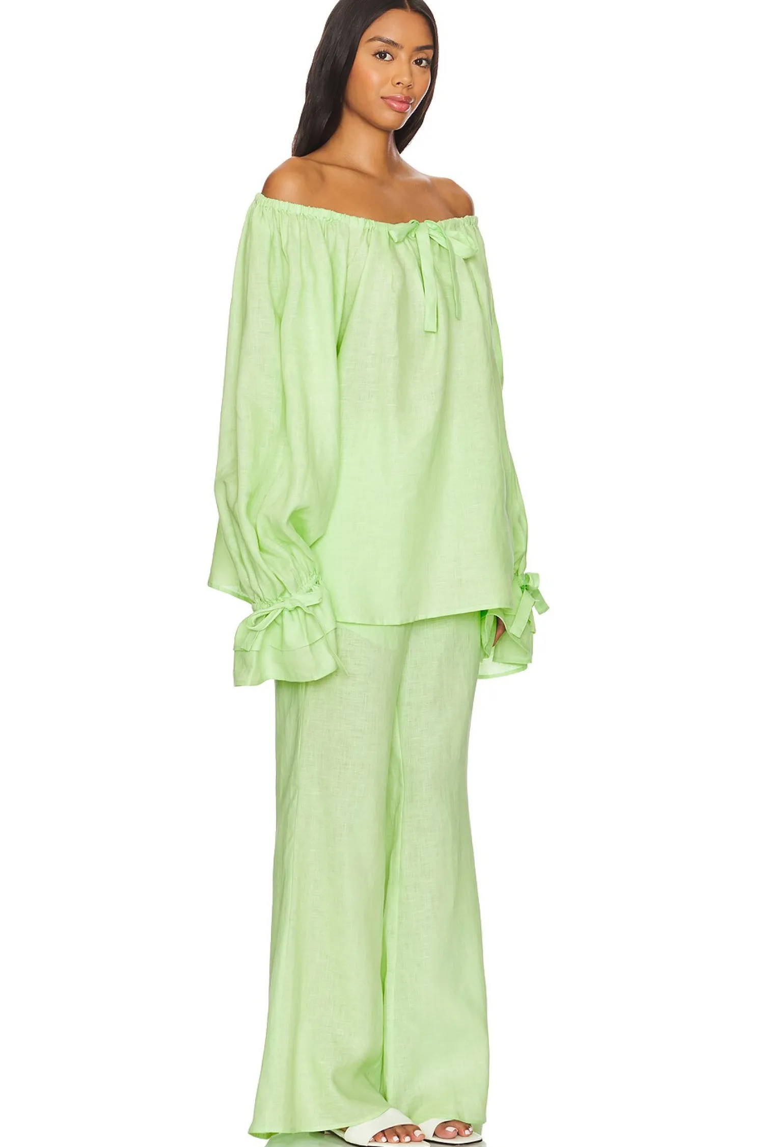 Women Sleeper Lingerie & Sleepwear>Flamenco Linen Polka Dot Set With Pants