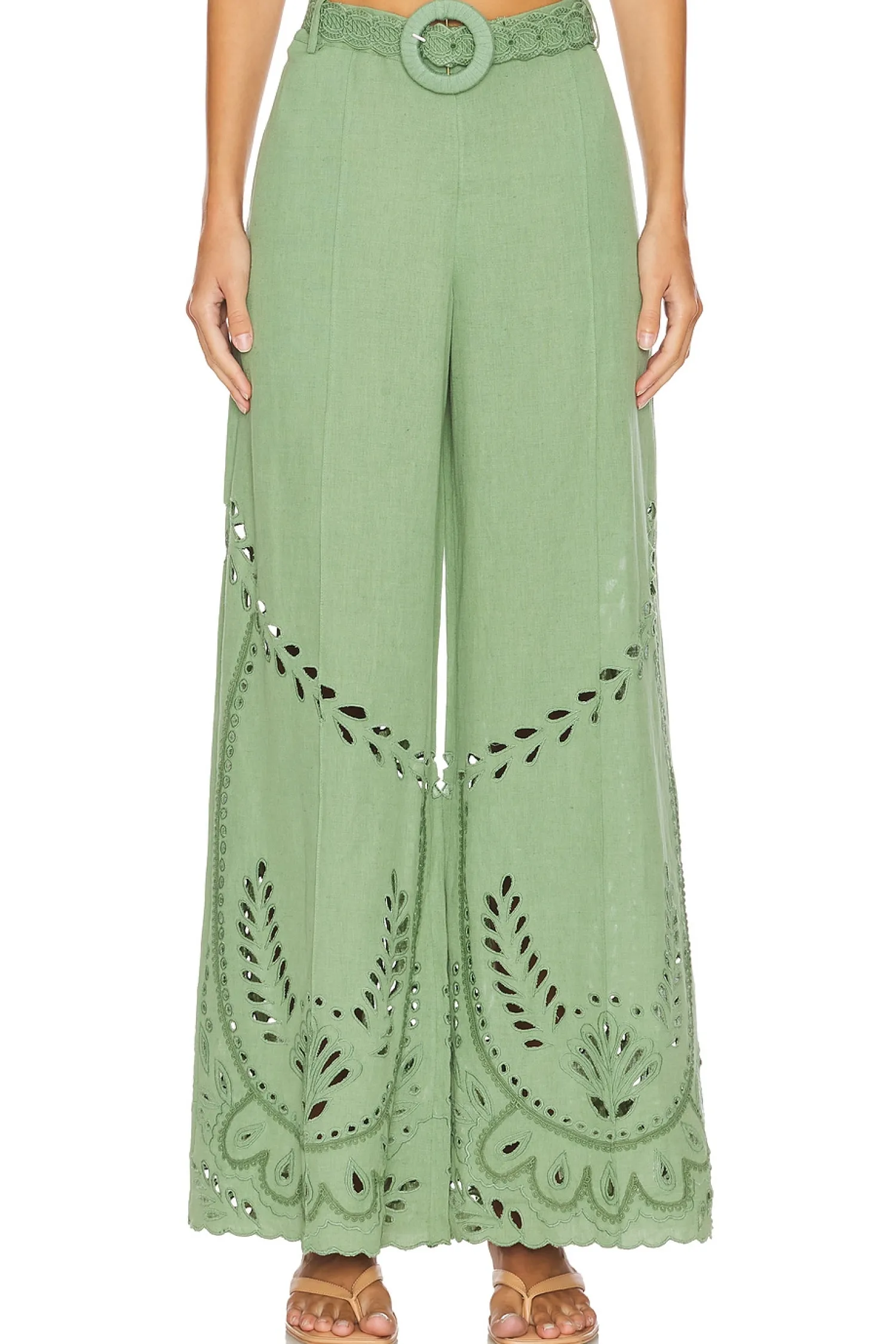 Women HEMANT AND NANDITA Matching Sets>Flared Pants With Buckle Belt