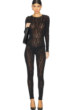 Women fleur du mal Jumpsuits>Flocked Leopard Catsuit