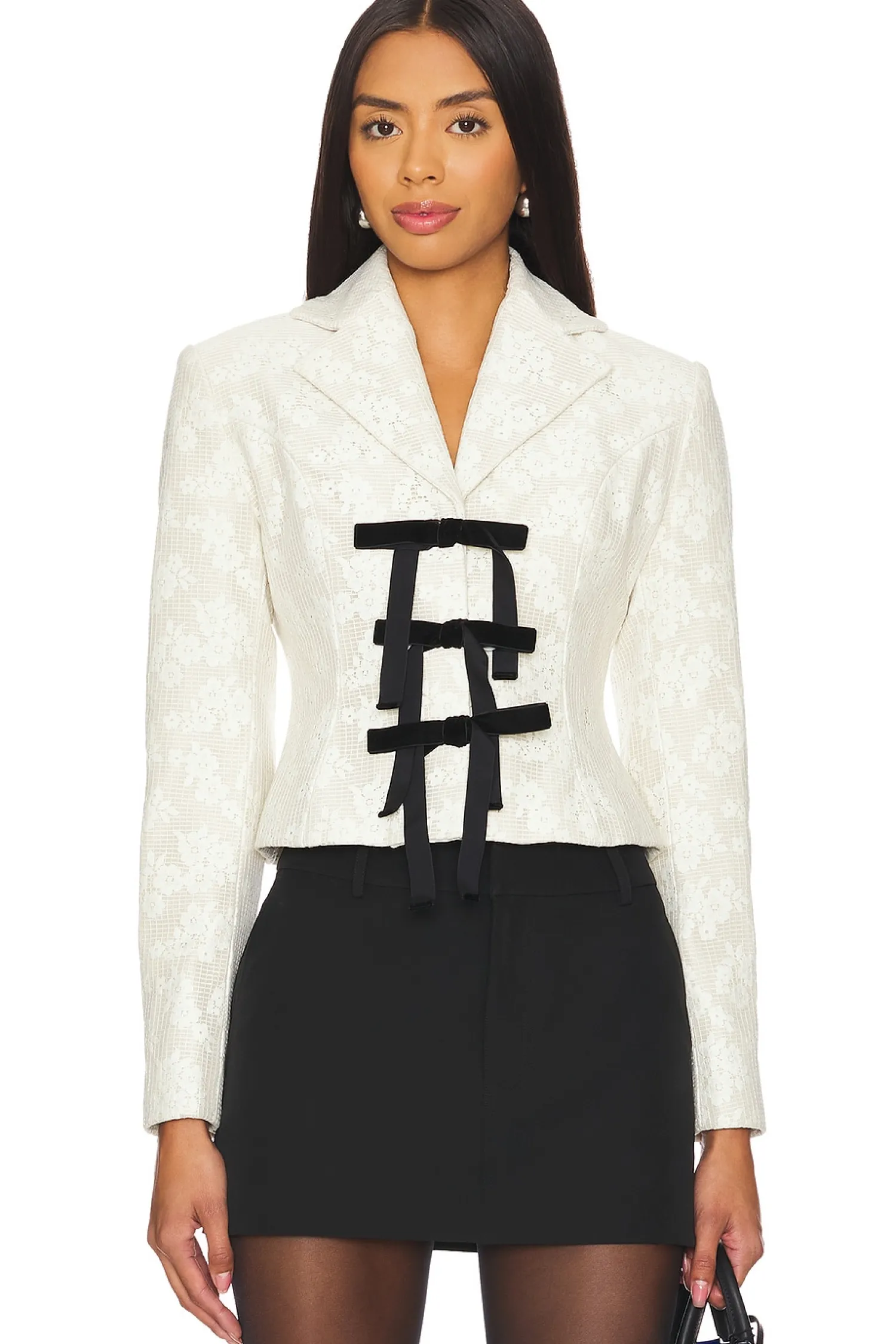 Women Yuhan Wang Jackets & Coats>Floral Lace Jacket With Bows