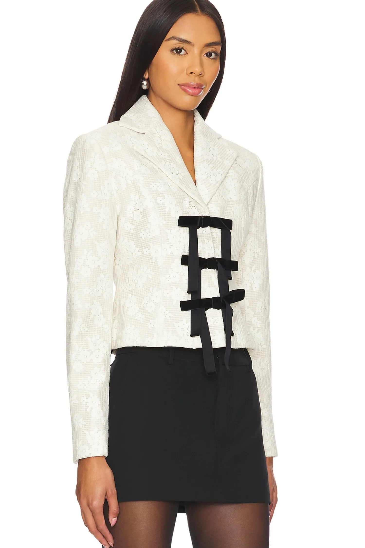 Women Yuhan Wang Jackets & Coats>Floral Lace Jacket With Bows