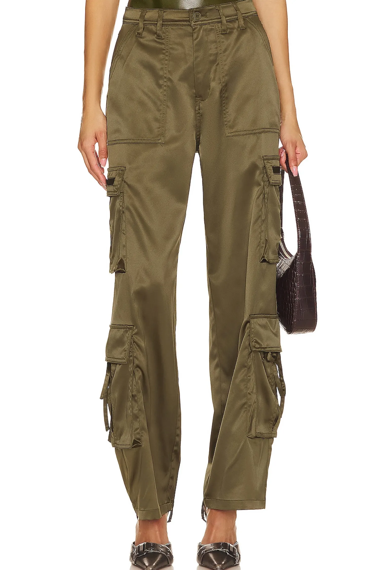 Women BLANKNYC Pants>Franklin Cargo Satin Pant