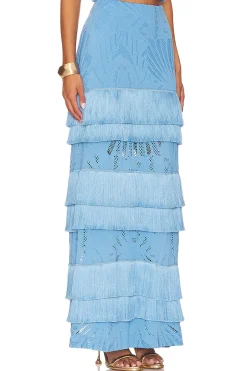 Women PatBO Matching Sets>Fringe Lace Maxi Skirt