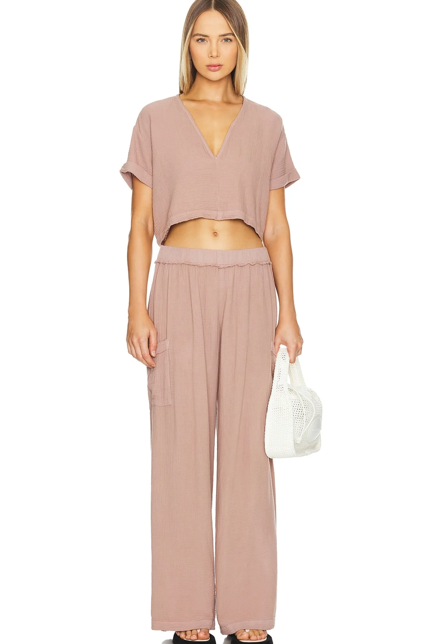 Women MONROW Pants>Gauze Wide Leg Cargo