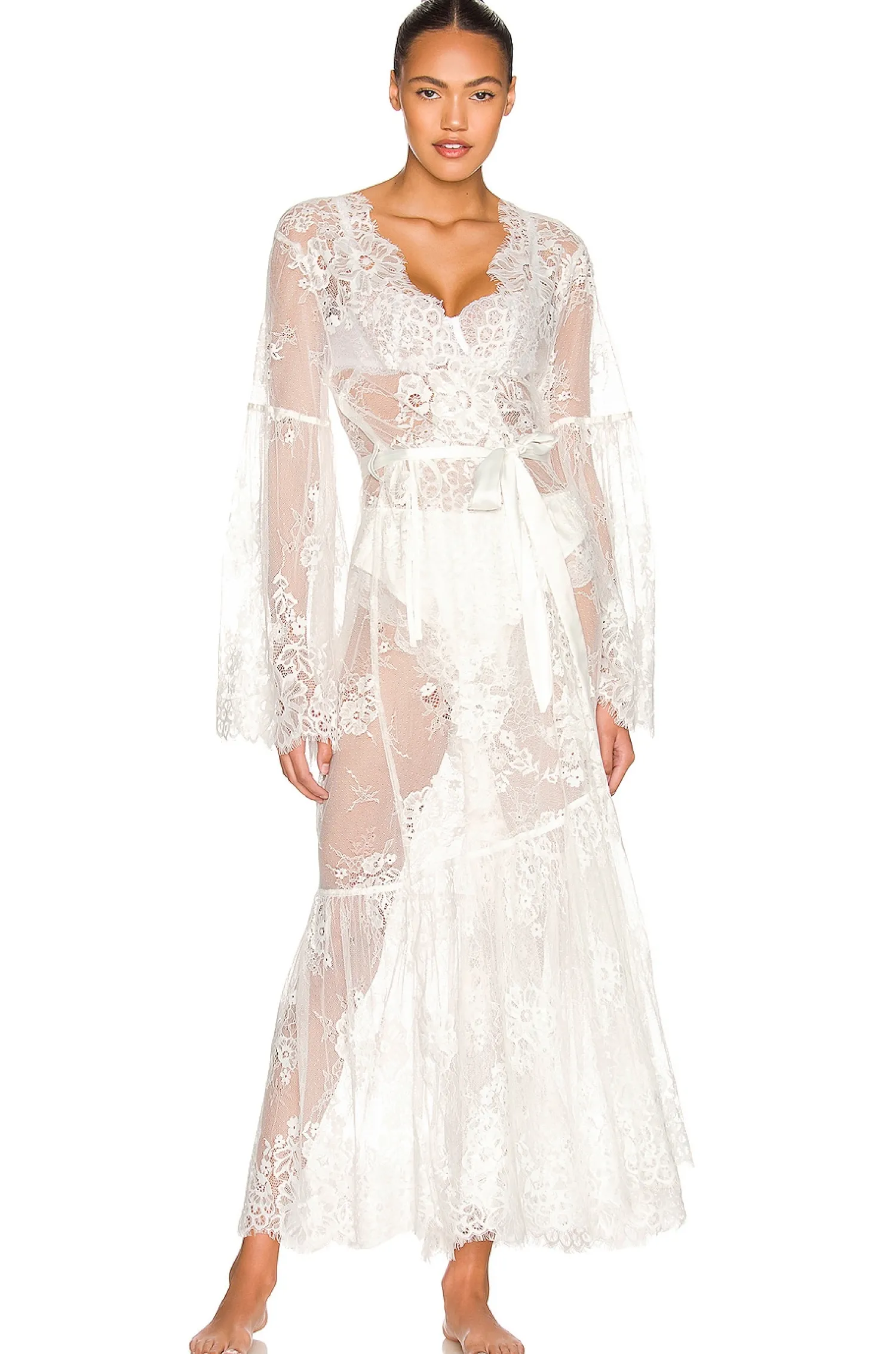 Women homebodii Lingerie & Sleepwear>Georgina Long Lace Robe