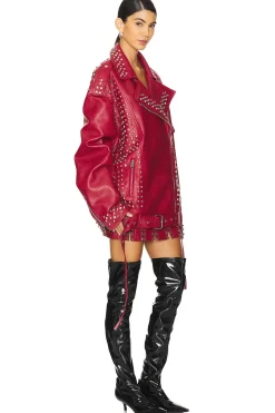 Women Aniye Records Jackets & Coats>Goldie Studs Biker Jacket