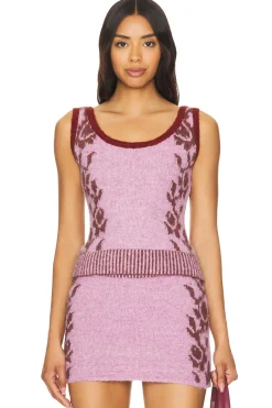 Women Zemeta Matching Sets>Grandma Flower Sleeveless Knit