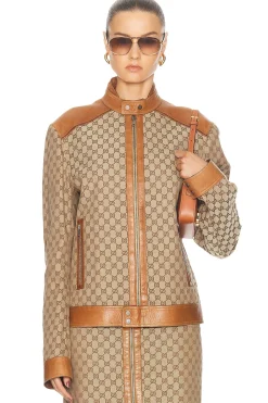 Women FWRD Renew Jackets & Coats>Gucci GG Moto Jacket