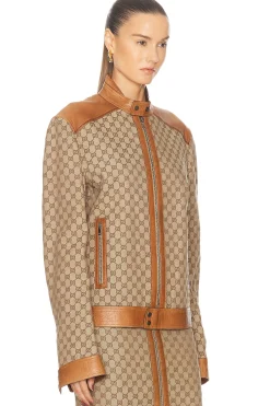 Women FWRD Renew Jackets & Coats>Gucci GG Moto Jacket