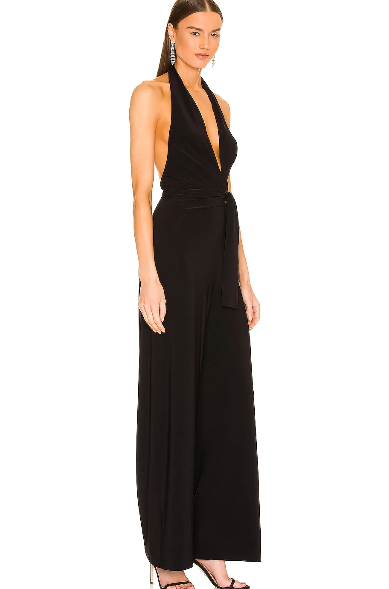 Women Norma Kamali Jumpsuits>Halter Wrap Straight Leg Jumpsuit