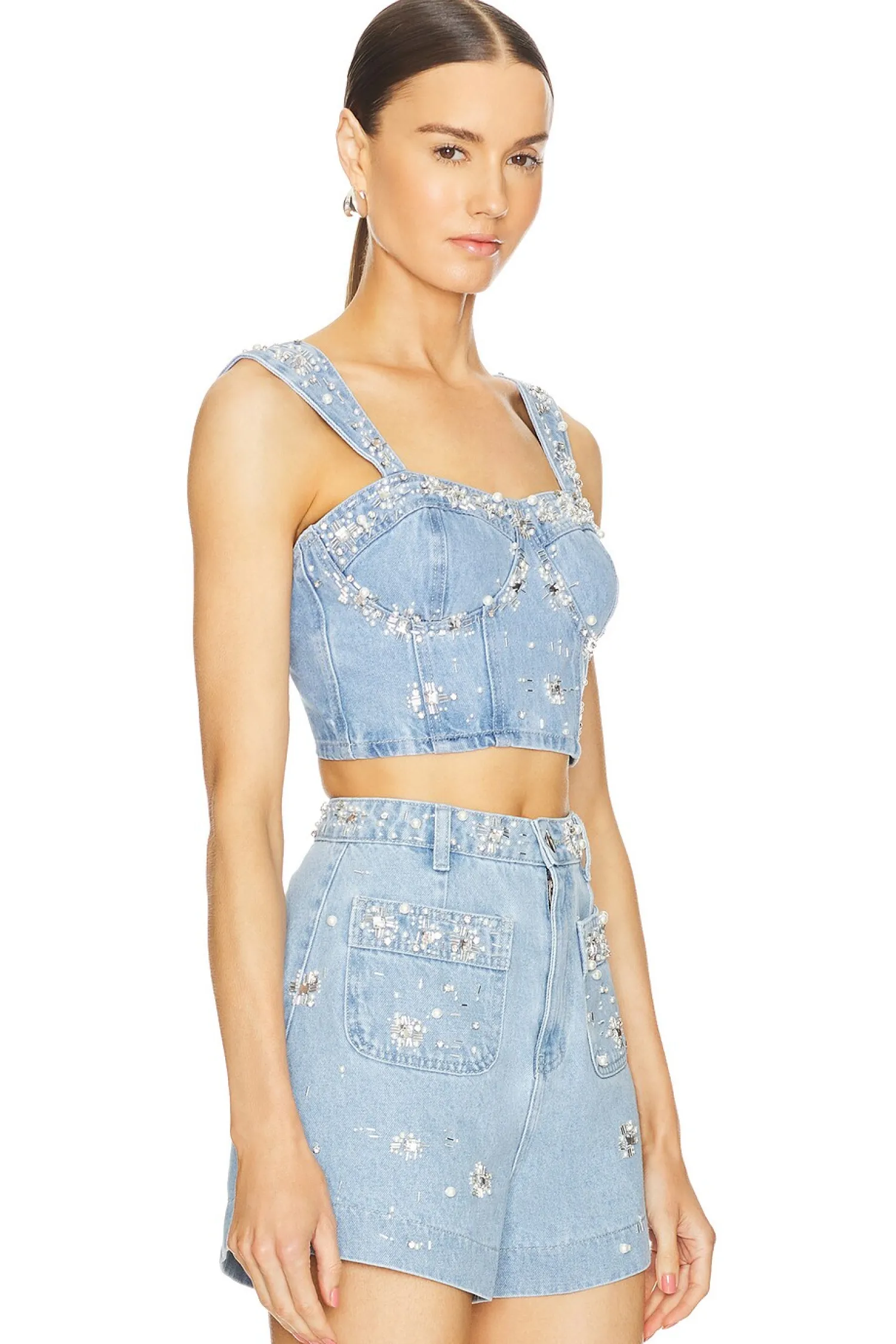 Women PatBO Matching Sets>Hand-Beaded Top
