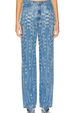 Women PatBO Matching Sets>Hand-Beaded Straight Leg Jeans