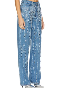 Women PatBO Matching Sets>Hand-Beaded Straight Leg Jeans