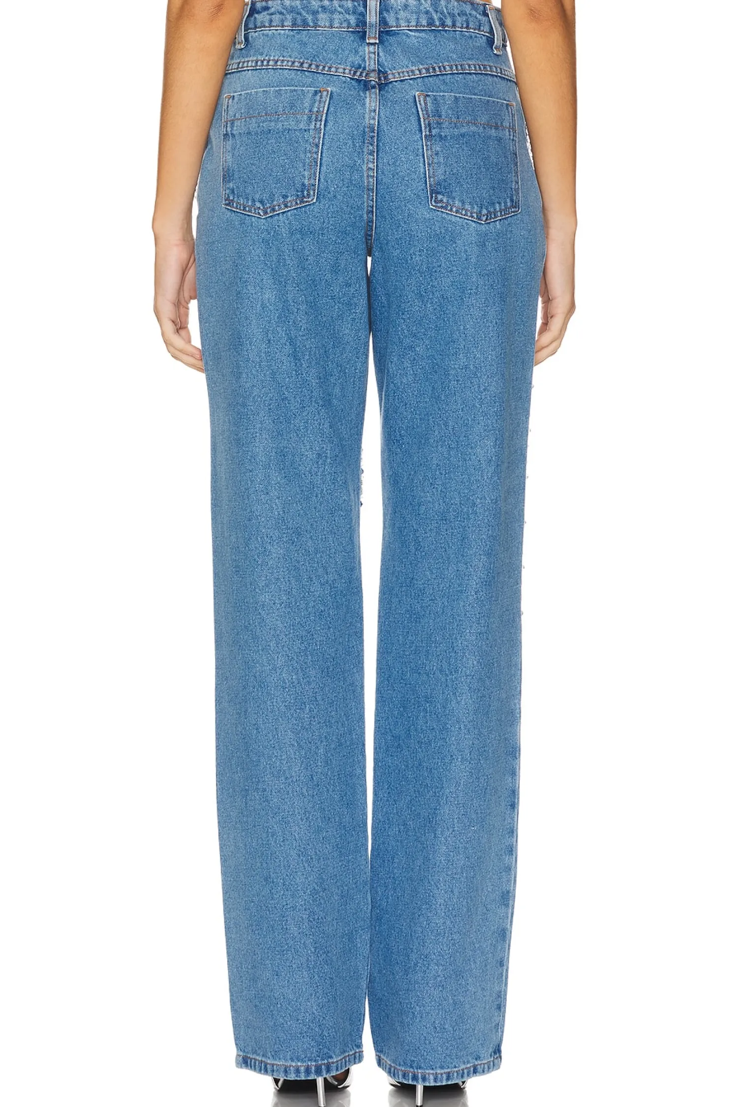 Women PatBO Matching Sets>Hand-Beaded Straight Leg Jeans