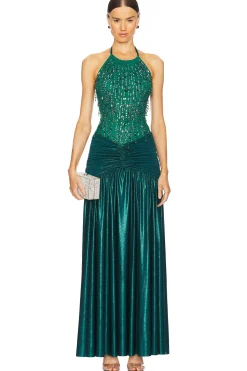 Women PatBO Dresses>Hand-Beaded Tulle And Jersey Gown